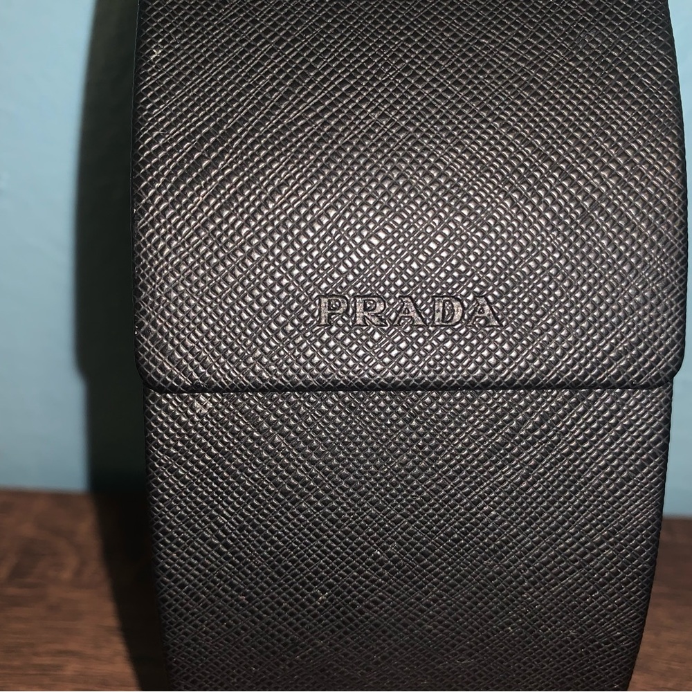 Prada Black Textured Glasses Case